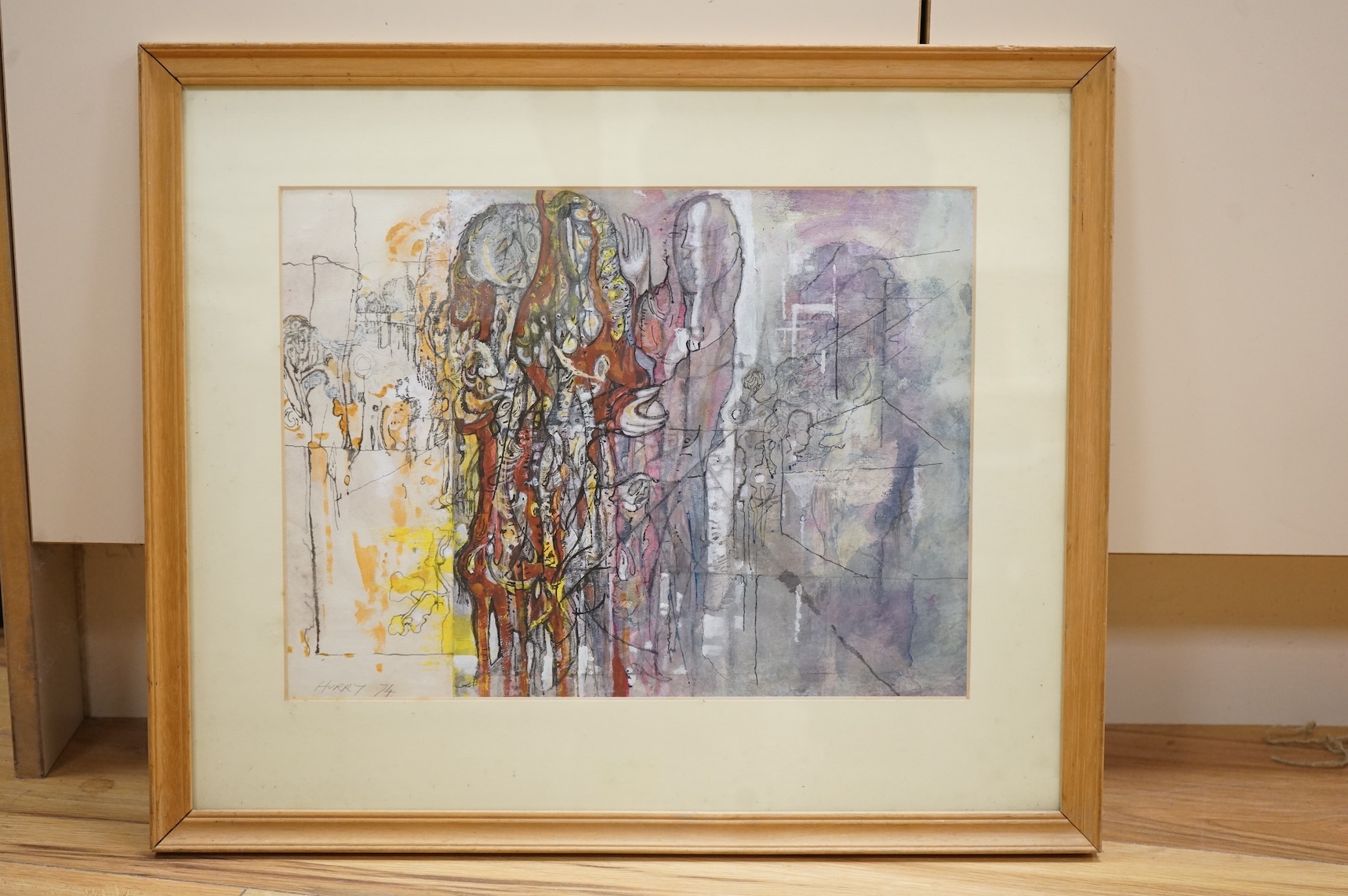 Leslie Hurry (1909-1978), Untitled abstract composition, mixed media, signed and dated '74, 28 x 37cm